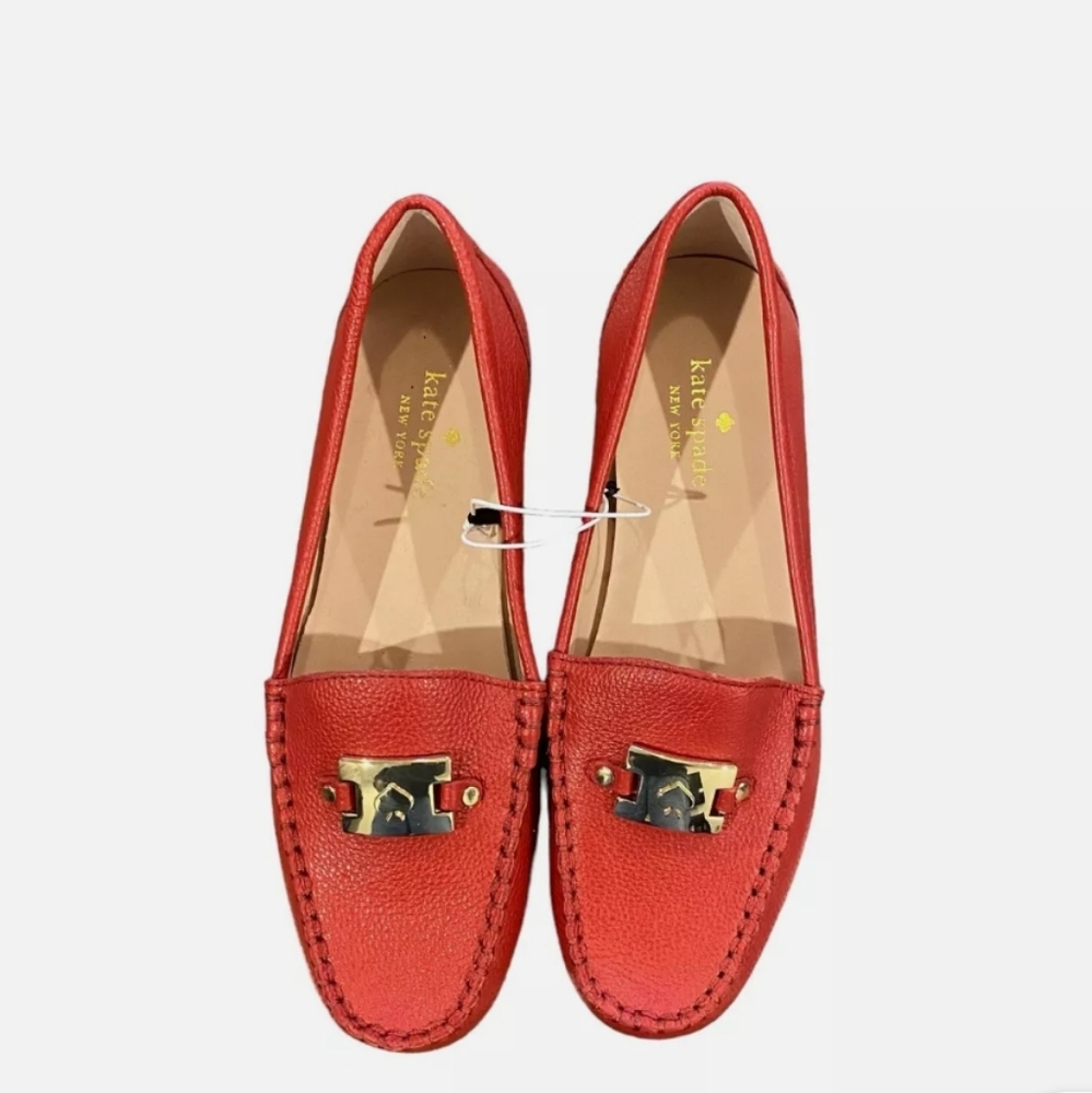 Kate Spade Carmen Leather Women's Shoes Flats size 7.5B red moccasin